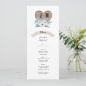 Invitation Eternal Love White Flower Blue Leaf Mariage MENU (Debout devant)