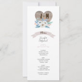 Invitation Eternal Love White Flower Blue Leaf Mariage MENU (Devant)