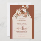 Invitation Éternel Terracotta Pampas Grass Mariage Floral (Devant)
