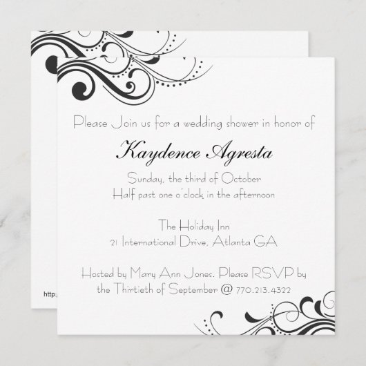 Invitation éternelle de wedding shower d'amour (Devant / Derrière)