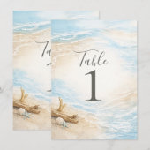Invitation Eterntal Tides Coastal Watercolor Table Number (Devant / Derrière)