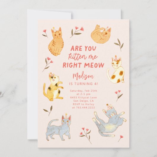 Invitation Êtes-Vous Kitten Me Chat Anniversaire (Devant)