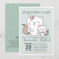 Êtes-Vous Kitten Me Cute Green Cat Boy Baby shower