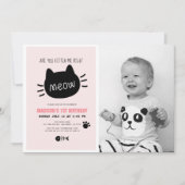Invitation Êtes-Vous Kitten Me Droite Meow Rose Photo (Devant)