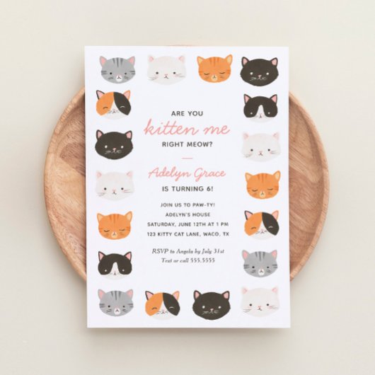 Invitation Êtes-Vous Kitten Me En Ce Moment Chat Fille Annive