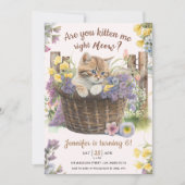 Invitation Êtes-vous Kitten Me Floral rose Chat 6e anniversai (Devant)