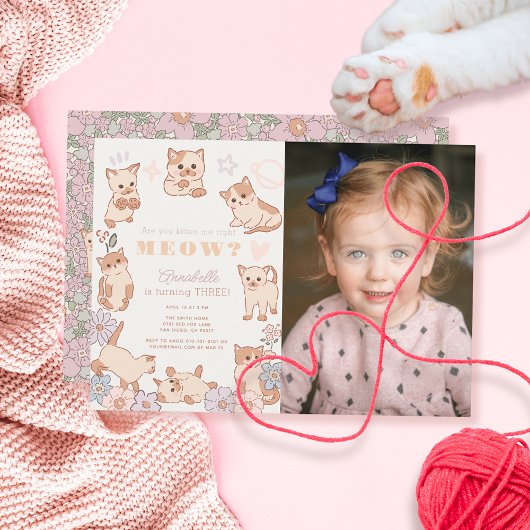 Invitation Êtes-Vous Kitten Me Juste Meow Photo Anniversaire