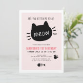 Invitation Êtes-Vous Kitten Me Juste Meow Pink BIrthday (Debout devant)