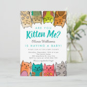 Invitation Êtes-Vous Kitten Me ? Kitty Cats Baby shower neutr (Debout devant)