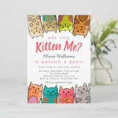 Invitation Êtes-Vous Kitten Me ? Kitty Cats Baby shower neutr (Debout devant)