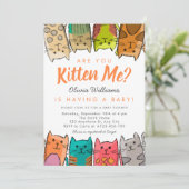 Invitation Êtes-Vous Kitten Me ? Kitty Cats Baby shower neutr (Debout devant)