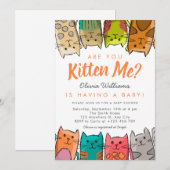 Invitation Êtes-Vous Kitten Me ? Kitty Cats Baby shower neutr (Devant / Derrière)
