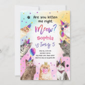 Invitation Êtes-Vous Kitten Me Meow Chat Fille Anniversaire (Devant)