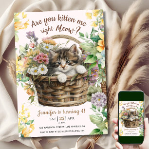 Invitation Êtes-Vous Kitten Me Meow   Fille de chat 1er anniv