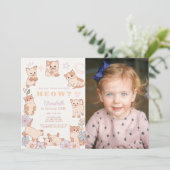 Invitation Êtes-vous Kitten Me Right Meow 1er Anniversaire Ph (Debout devant)