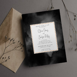Invitation Ethereal Aquarelle Black Moody Halloween Mariage