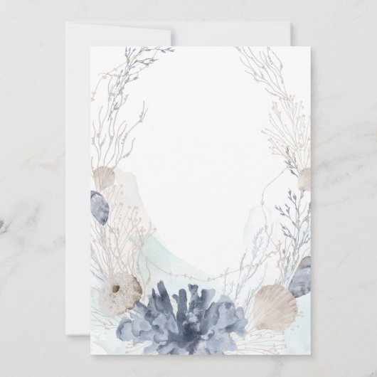 Invitation Ethereal Aquarelle Coral Seashell Mariage maritime (Dos)