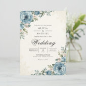 Invitation Ethereal Blue Botanical Romance Wedding (Debout devant)