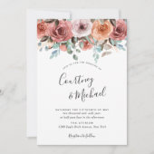 Invitation Ethereal Blush Peach, Romantique Mariage Floral (Devant)