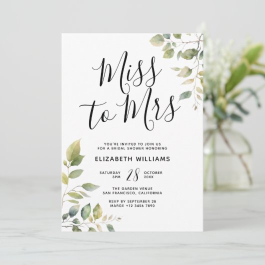 Invitation Ethereal Branches Mlle À Mme Fête des mariées Part (Debout devant)