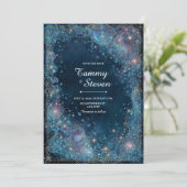 Invitation Ethereal Bubbling Gold Celestial Wedding (Debout devant)