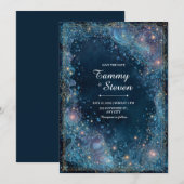 Invitation Ethereal Bubbling Gold Celestial Wedding (Devant / Derrière)