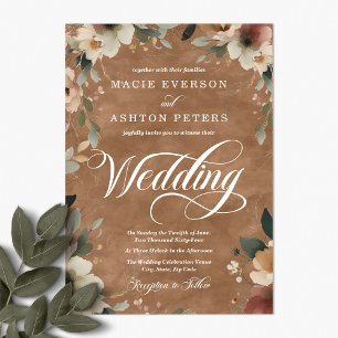 Invitation Ethereal Elegance Clay Ember Mariage Aquarelle