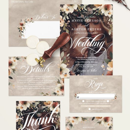 Invitation Ethereal Elegance Fleur sauvage Photo Overlay Mari