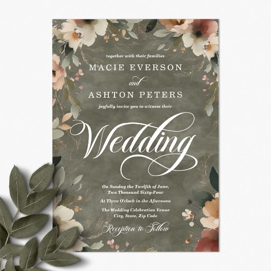 Invitation Ethereal Elegance Sage Whisper Mariage d'aquarelle