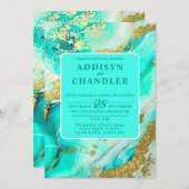Invitation Ethereal Elegance Turquoise Geode Inspiré Mariage (Devant / Derrière)