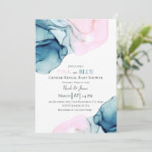Invitation Ethereal Enky Turquoise rose ou bleu bébé douche d (Debout devant)