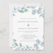 Invitation Ethereal Eucalyptus Dusty Mariage bleu (Devant)