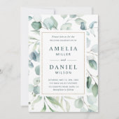 Invitation Ethereal Eucalyptus Gold Frame Mariage (Devant)