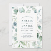 Invitation Ethereal Eucalyptus Gold Mariage (Devant)