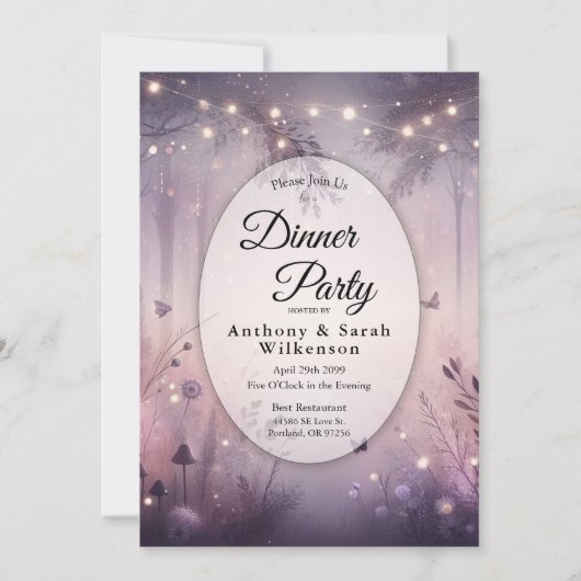 Invitation Ethereal Fairy Lights Forest Restaurant Dîner (Devant)