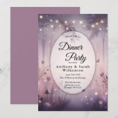 Invitation Ethereal Fairy Lights Forest Restaurant Dîner (Devant / Derrière)