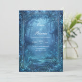 Invitation Ethereal Glowing Blue Magic Forest Wedding (Debout devant)