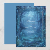 Invitation Ethereal Glowing Blue Magic Forest Wedding (Devant / Derrière)