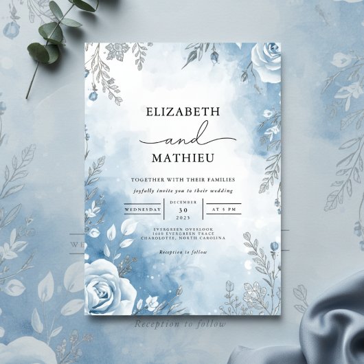 Invitation Ethereal Ice Blossom Romance Mariage