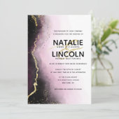 Invitation Ethereal Mist Ombre Bourgogne Gold Mariage moderne (Debout devant)