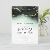 Invitation Ethereal Mist Ombre Vert Aquarelle Moody Mariage (Debout devant)
