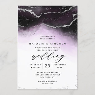 Invitation Ethereal Ombre Purple Aquarelle Moody Mariage