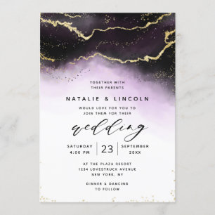 Invitation Ethereal Ombre Purple Aquarelle Moody Mariage