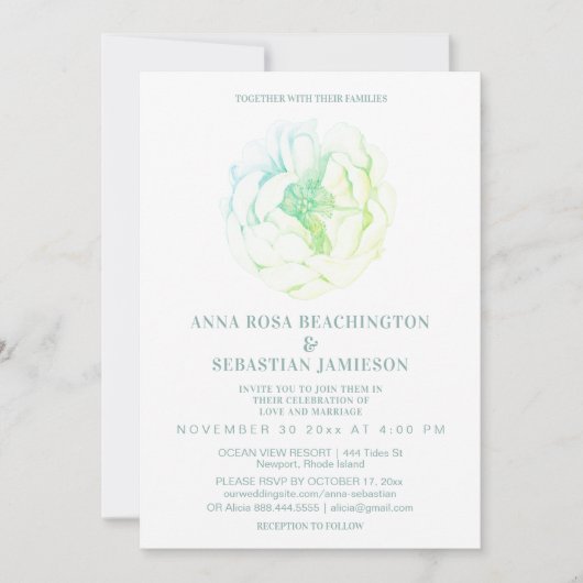 Invitation *~* Ethereal Ombre ROSE Floral AR8 RSVP Mariage In (Devant)