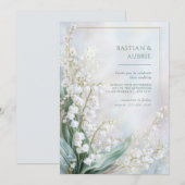 Invitation Ethereal Pastel Lily Valley Gold Frame Wedding (Devant / Derrière)