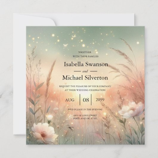 Invitation Ethereal Pastel Wildflower Field Wedding (Devant)