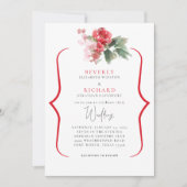 Invitation Ethereal Rouge floral Elegant Blanc Mariage (Devant)