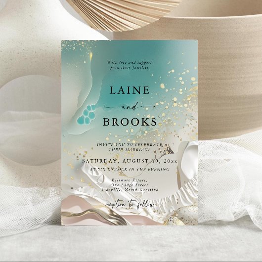 Invitation Ethereal Shoreline Minimalist Beach Wedding