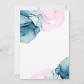 Invitation Éthérée Turquoise rose Élégant Encre Moderne Douce (Dos)