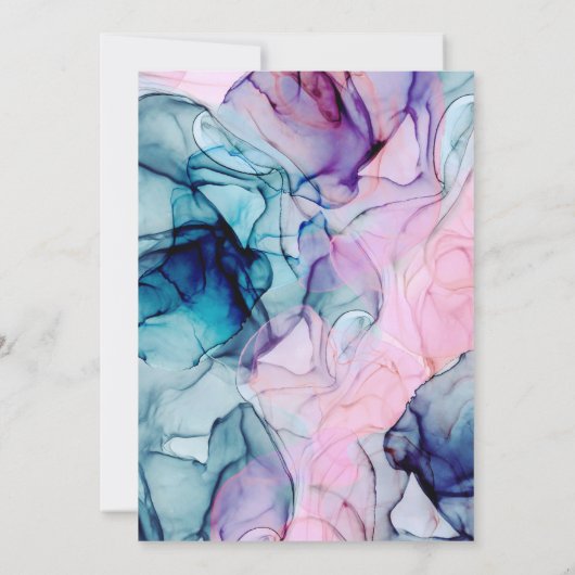 Invitation Éthérée Turquoise rose violet Encre Glam moderne S (Dos)